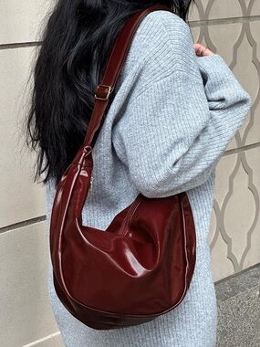 Vegan Leather Hobo Bag in Deep Burgundy